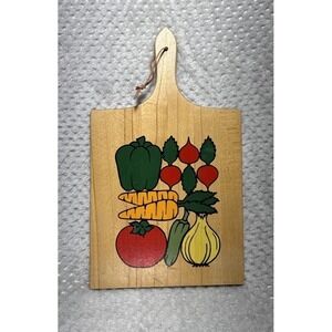 Nevco Hand Painted Wood Cutting Board Grandma 16x9 Vtg Decor Vegetables